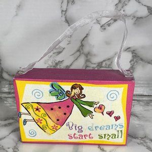 Unbranded BIG DREAMS START SMALL Angel Canvas Wood Home Decor Girl Room Pink